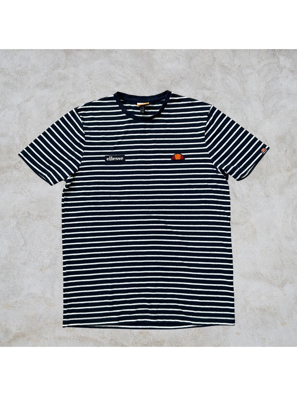 Ellesse Theron Striped Terry Cloth T-Shirt Mens UK XL